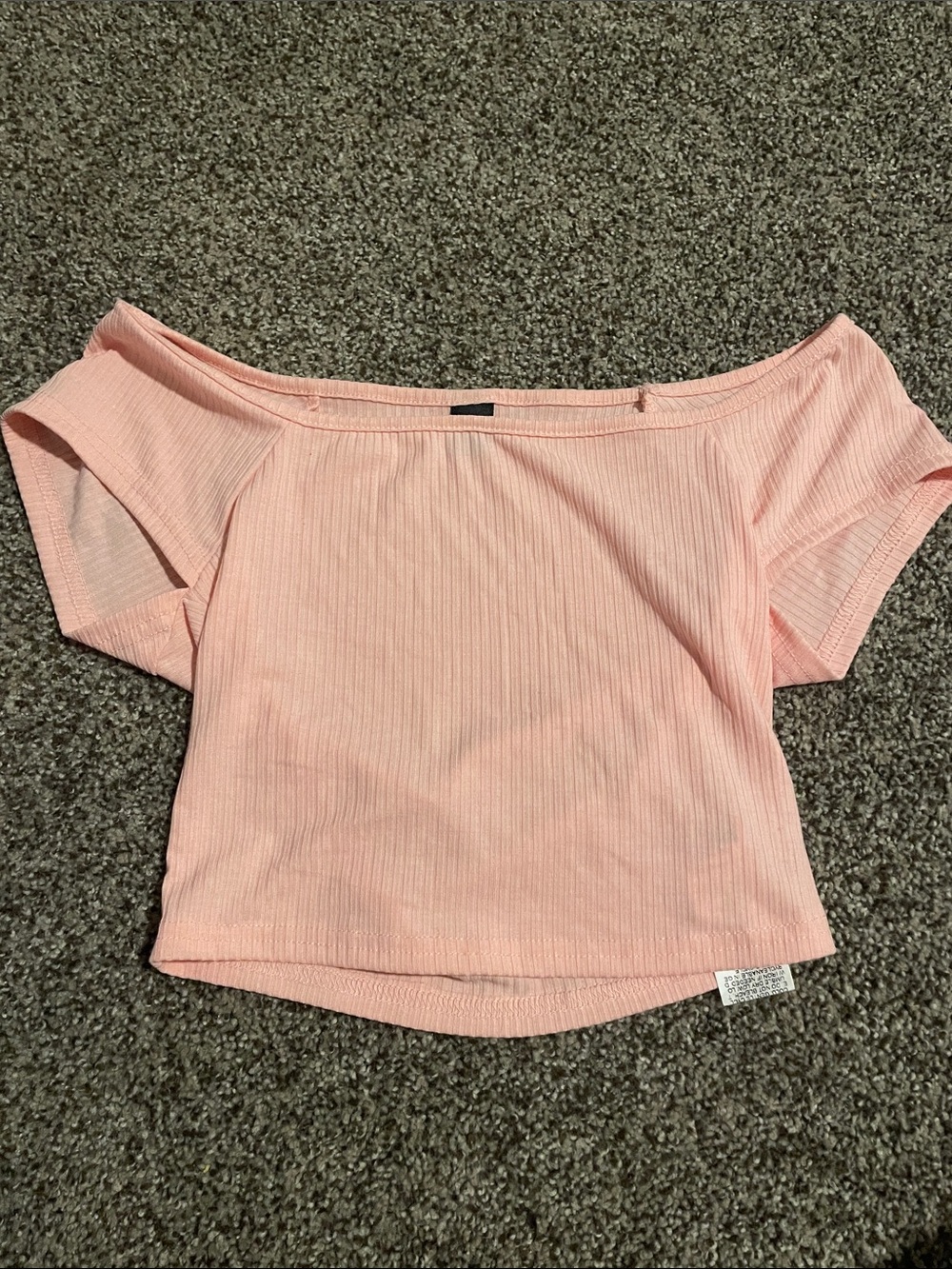 Women's Off-Shoulder Ribbed Top - Light Pink